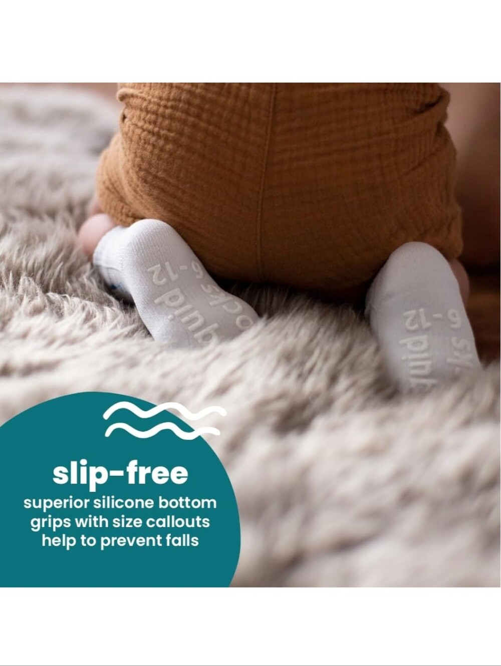 NWT Squid Socks Baby Stay-On Socks in Woof, 0-6 Months - Picture 3 of 10